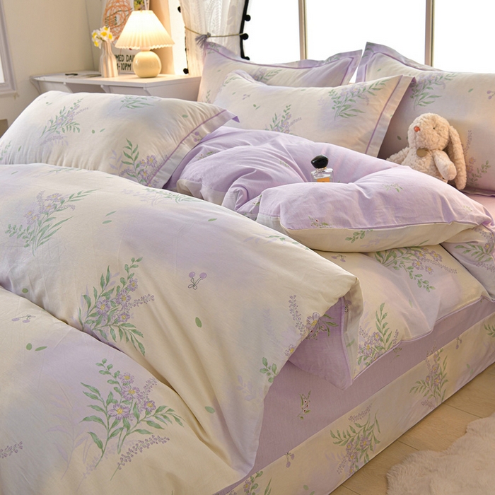 91家纺网 家纺一手货源 找家纺 （总）绘萱家居 2026直播爆款一字绣吊边款纯棉100%全棉四件套印花百分百（喷气高品质）