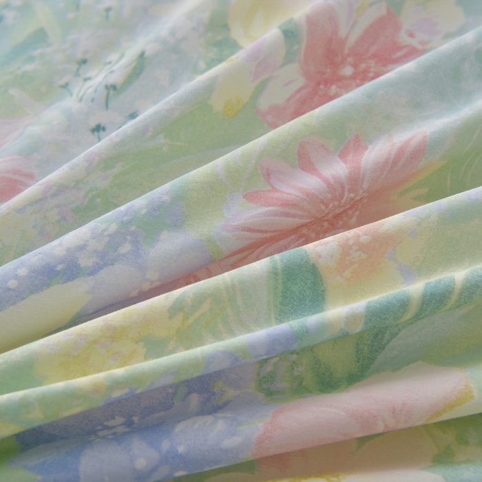 91家纺网 家纺一手货源 找家纺 绘萱家居 2026直播爆款一字绣吊边款纯棉100%全棉四件套印花百分百（喷气高品质） 白棠雾黎