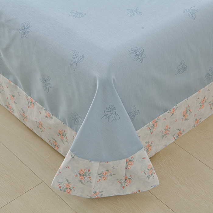 91家纺网 家纺一手货源 找家纺 绘萱家居 2026直播爆款一字绣吊边款纯棉100%全棉四件套印花百分百（喷气高品质） 春萌-兰