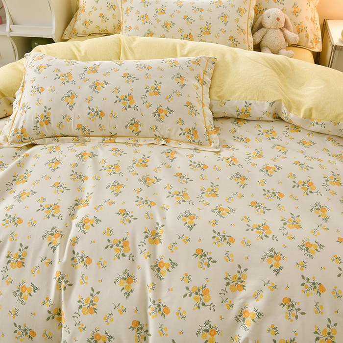 91家纺网 家纺一手货源 找家纺 绘萱家居 2026直播爆款一字绣吊边款纯棉100%全棉四件套印花百分百（喷气高品质） 春日序曲