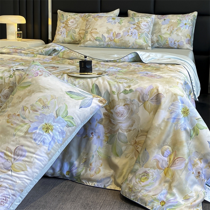 91家纺网 家纺一手货源 找家纺 （总）优贝家纺 2026新款100%莱赛尔天丝面料数码印花天丝夏被四件套