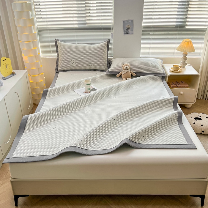 91家纺网 家纺一手货源 找家纺 （总）凯罗 2026新款可水洗凉豆豆夏季席子凉席三件套