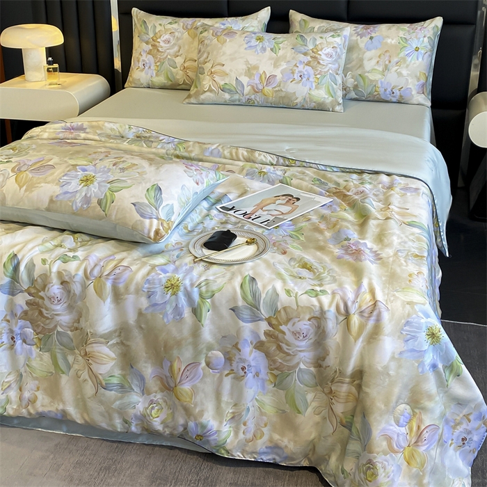 91家纺网 家纺一手货源 找家纺 （总）优贝家纺 2026新款100%莱赛尔天丝面料数码印花天丝夏被四件套