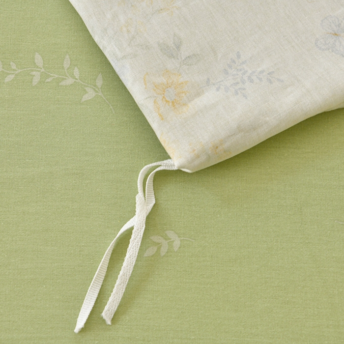 91家纺网 家纺一手货源 找家纺 绘萱家居 2026直播爆款一字绣吊边款纯棉100%全棉四件套印花百分百（喷气高品质） 粉铃花语-黄