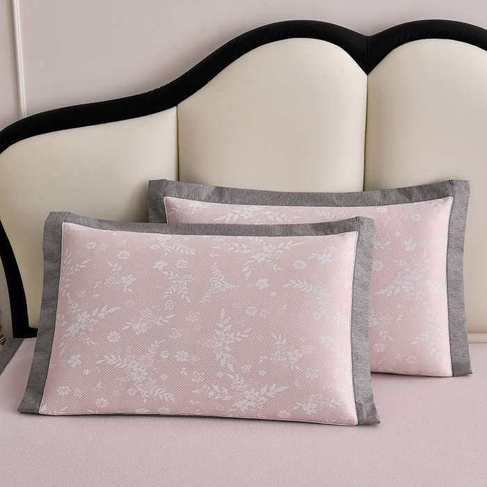 91家纺网 家纺一手货源 找家纺 小牛席业 2026新款半定位小提花凉感冰丝席系列凉席藤席冰藤双面席冰丝席竹席凉席空调席草席三件套 粉色