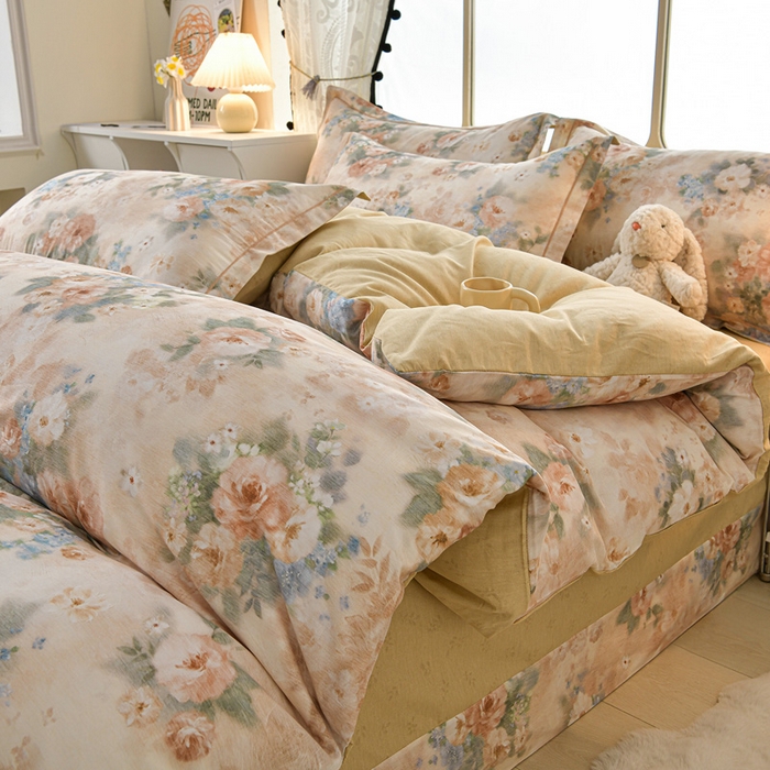 绘萱家居 2026直播爆款一字绣吊边款纯棉100%全棉四件套印花百分百（喷气高品质） 锦绣缘