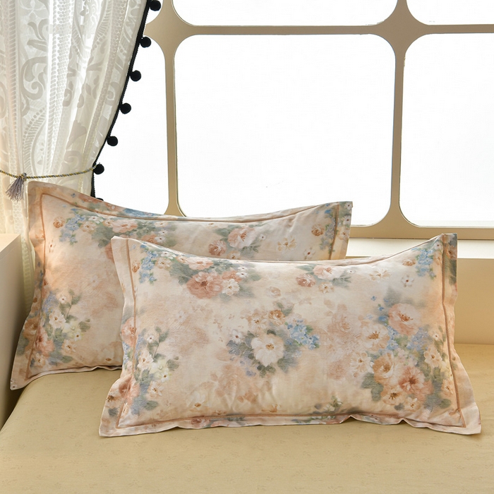 91家纺网 家纺一手货源 找家纺 绘萱家居 2026直播爆款一字绣吊边款纯棉100%全棉四件套印花百分百（喷气高品质） 锦绣缘