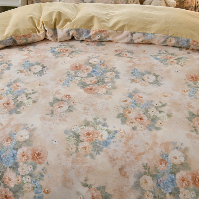 91家纺网 家纺一手货源 找家纺 绘萱家居 2026直播爆款一字绣吊边款纯棉100%全棉四件套印花百分百（喷气高品质） 锦绣缘