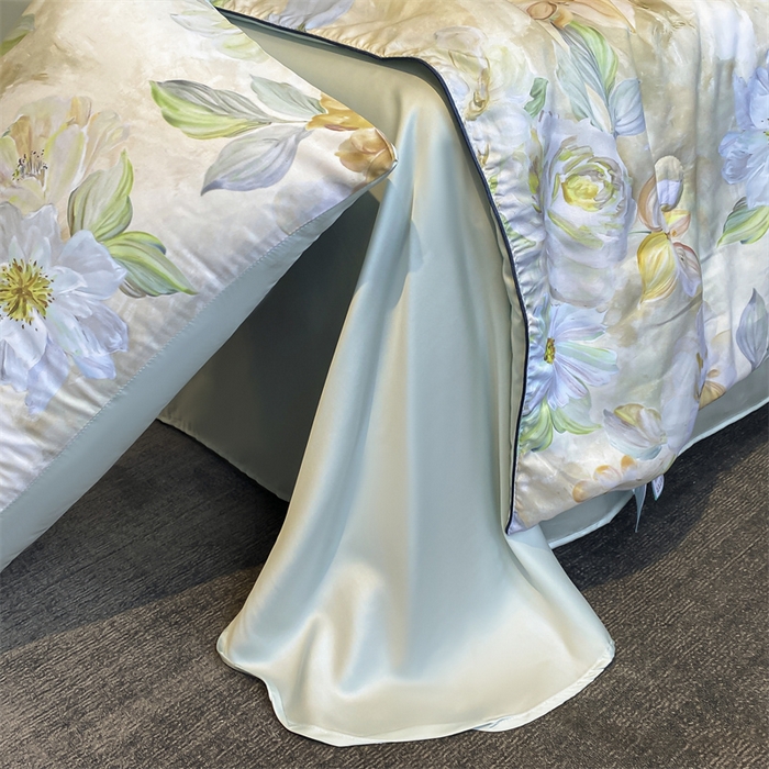 91家纺网 家纺一手货源 找家纺 优贝家纺 2026新款100%莱赛尔天丝面料数码印花天丝夏被四件套 倾城