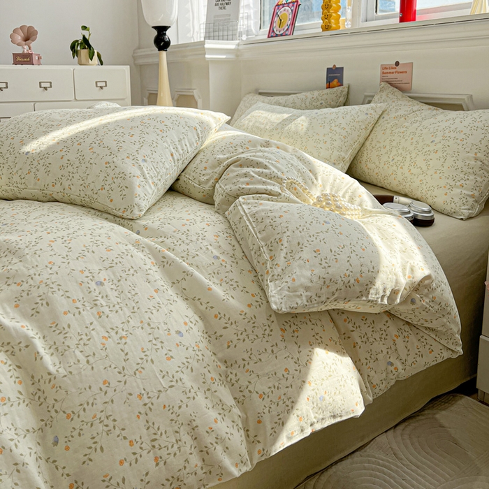 91家纺网 家纺一手货源 找家纺 亿梵家居 2025新款A类母婴级有氧全棉纯棉双层纱纯棉印花四件套-叠拍图风晚