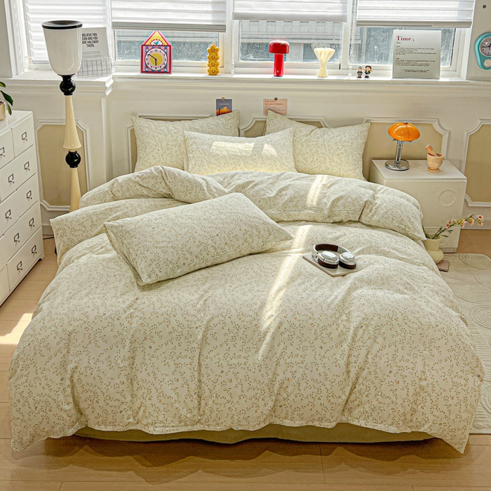 91家纺网 家纺一手货源 找家纺 亿梵家居 2025新款A类母婴级有氧全棉纯棉双层纱纯棉印花四件套-叠拍图风晚