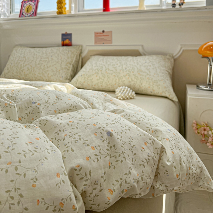 91家纺网 家纺一手货源 找家纺 亿梵家居 2025新款A类母婴级有氧全棉纯棉双层纱纯棉印花四件套-叠拍图风晚