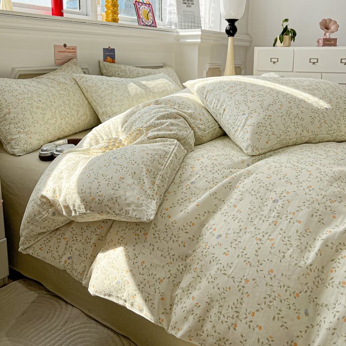 91家纺网 家纺一手货源 找家纺 亿梵家居 2025新款A类母婴级有氧全棉纯棉双层纱纯棉印花四件套-叠拍图风晚