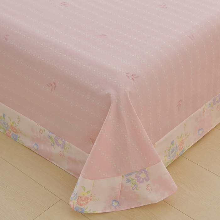 91家纺网 家纺一手货源 找家纺 绘萱家居 2026直播爆款一字绣吊边款纯棉100%全棉四件套印花百分百（喷气高品质） 静听花语-粉