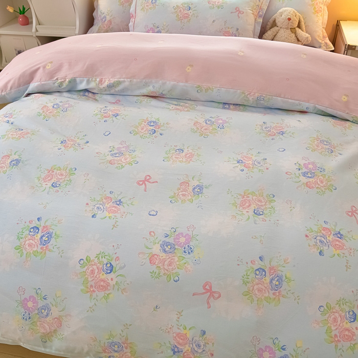 91家纺网 家纺一手货源 找家纺 绘萱家居 2026直播爆款一字绣吊边款纯棉100%全棉四件套印花百分百（喷气高品质） 静听花语-兰