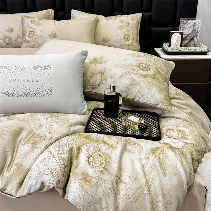 91家纺网 家纺一手货源 找家纺 绒棉世家 2026新款100%莱赛尔天丝面料数码印花四件套 花岛迷你