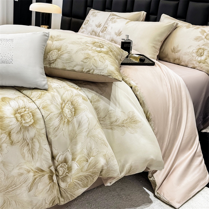 91家纺网 家纺一手货源 找家纺 绒棉世家 2026新款100%莱赛尔天丝面料数码印花四件套 花岛迷你