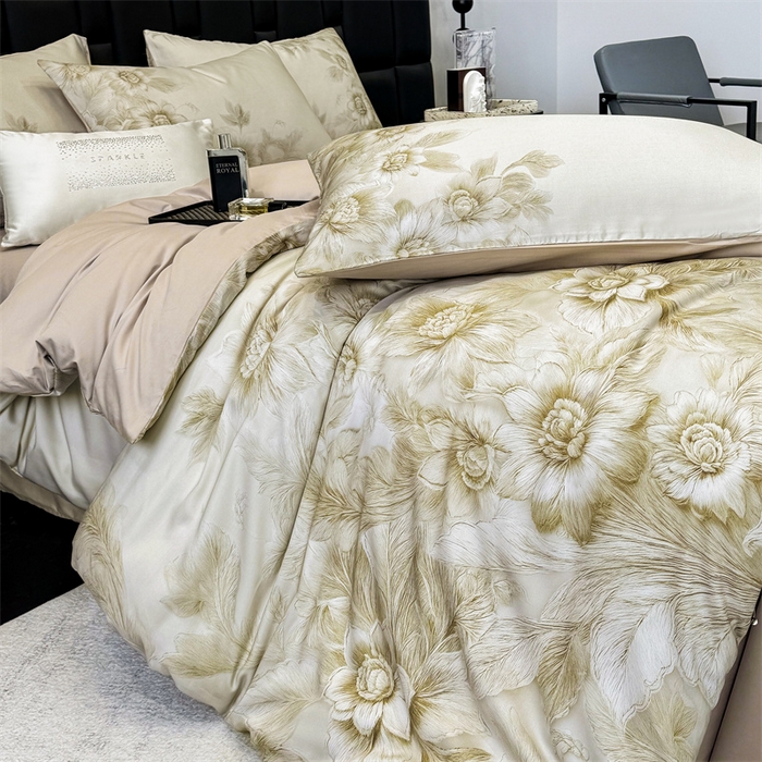 91家纺网 家纺一手货源 找家纺 绒棉世家 2026新款100%莱赛尔天丝面料数码印花四件套 花岛迷你