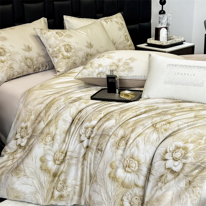 91家纺网 家纺一手货源 找家纺 绒棉世家 2026新款100%莱赛尔天丝面料数码印花四件套 花岛迷你