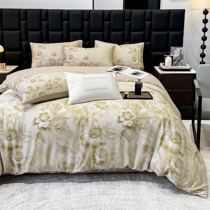 91家纺网 家纺一手货源 找家纺 绒棉世家 2026新款100%莱赛尔天丝面料数码印花四件套 花岛迷你