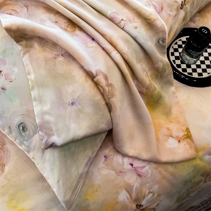 91家纺网 家纺一手货源 找家纺 绒棉世家 2026新款100%莱赛尔天丝面料数码印花四件套 春色满园