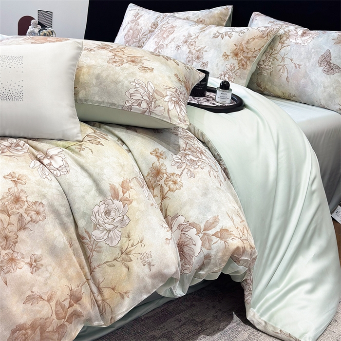 91家纺网 家纺一手货源 找家纺 绒棉世家 2026新款100%莱赛尔天丝面料数码印花四件套 馥郁