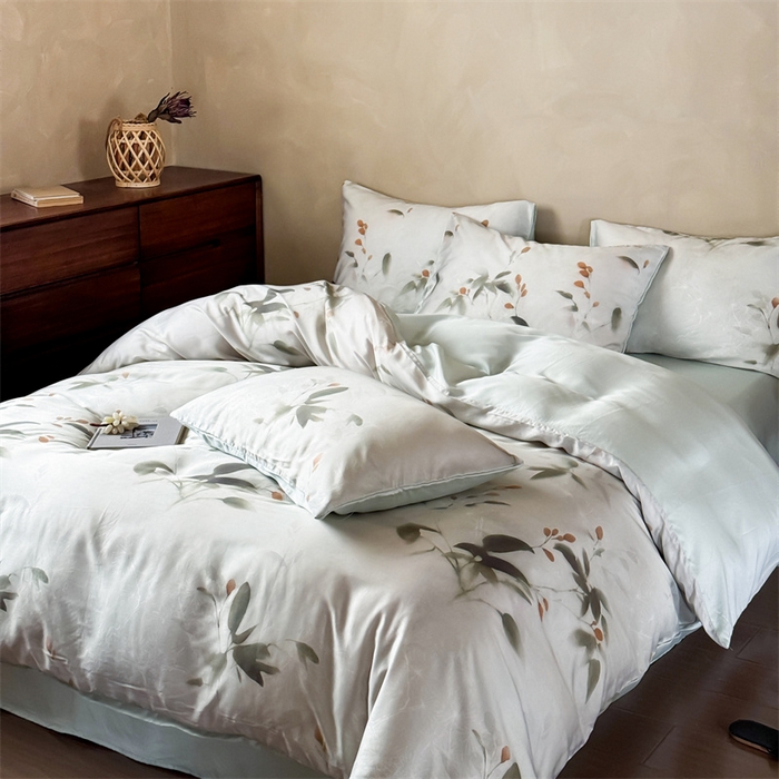 91家纺网 家纺一手货源 找家纺 绒棉世家 2026新款100%莱赛尔天丝面料数码印花四件套 漫月星花