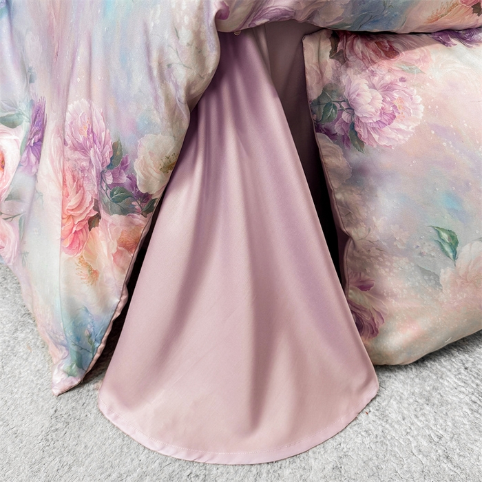 91家纺网 家纺一手货源 找家纺 绒棉世家 2026新款100%莱赛尔天丝面料数码印花四件套 粉红桃花