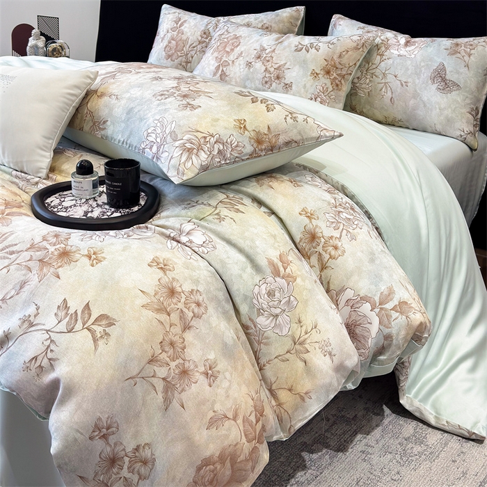 绒棉世家 2026新款100%莱赛尔天丝面料数码印花四件套 馥郁