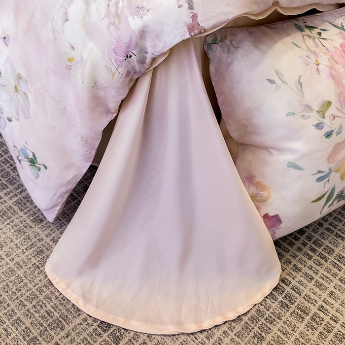 91家纺网 家纺一手货源 找家纺 绒棉世家 2026新款100%莱赛尔天丝面料数码印花四件套 桃花朵朵