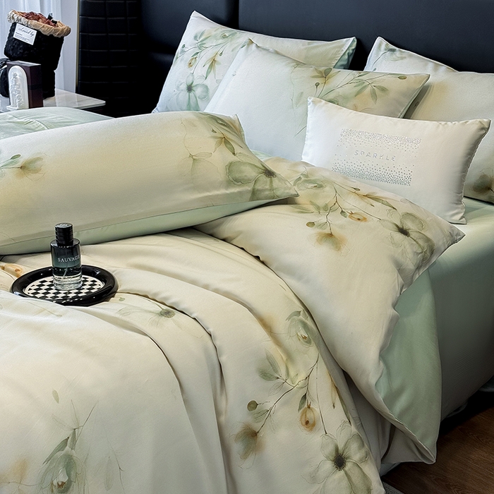 91家纺网 家纺一手货源 找家纺 绒棉世家 2026新款100%莱赛尔天丝面料数码印花四件套 金枝玉叶