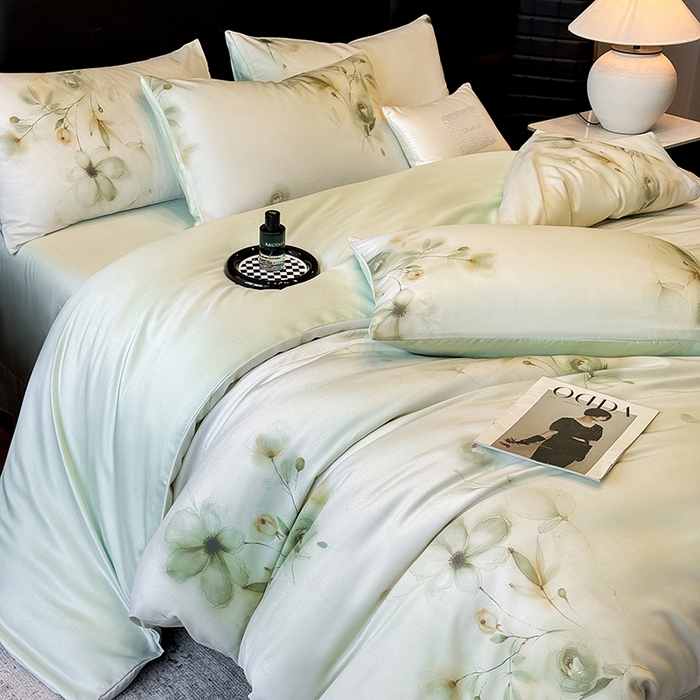 91家纺网 家纺一手货源 找家纺 绒棉世家 2026新款100%莱赛尔天丝面料数码印花四件套 金枝玉叶