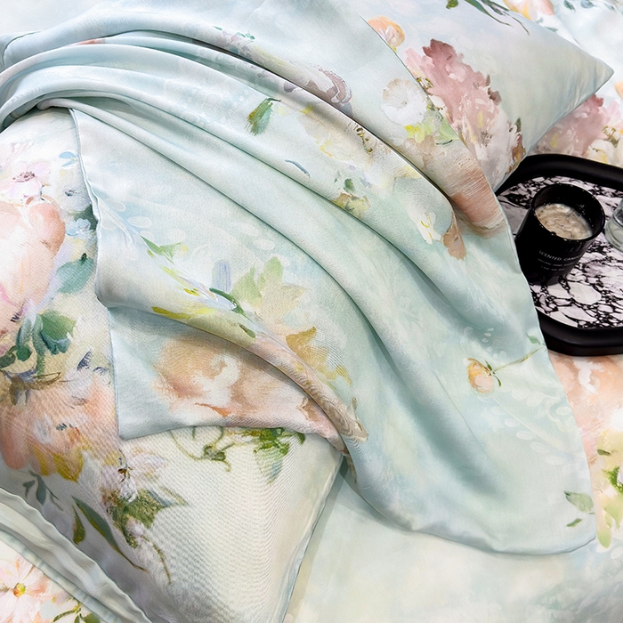 91家纺网 家纺一手货源 找家纺 绒棉世家 2026新款100%莱赛尔天丝面料数码印花四件套 波曼