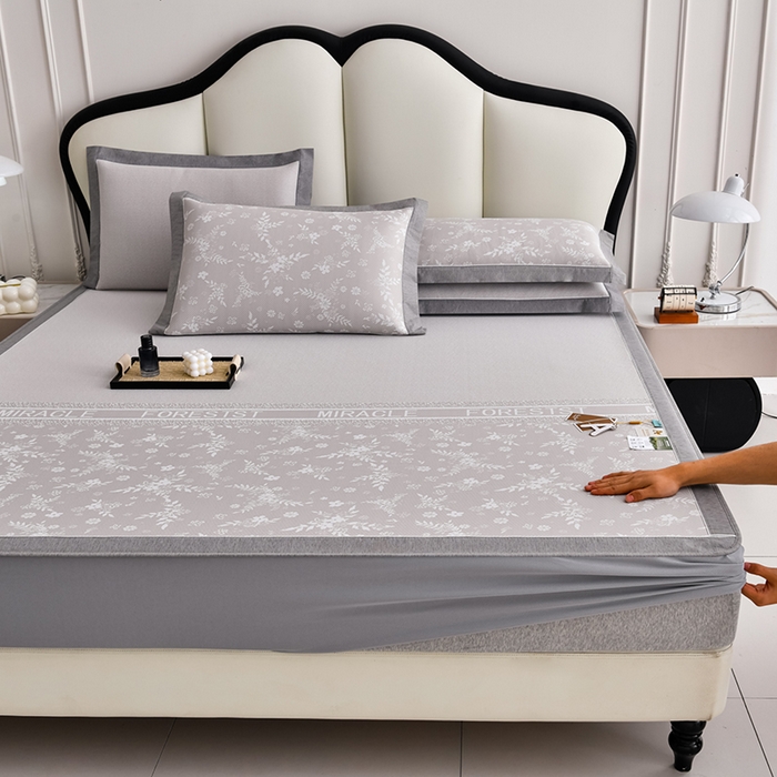 91家纺网 家纺一手货源 找家纺 （总）小牛席业 2026新款半定位小提花小提花凉感冰丝席系列（床笠款）凉席藤席冰藤双面席冰丝席竹席凉席空调席草席三件