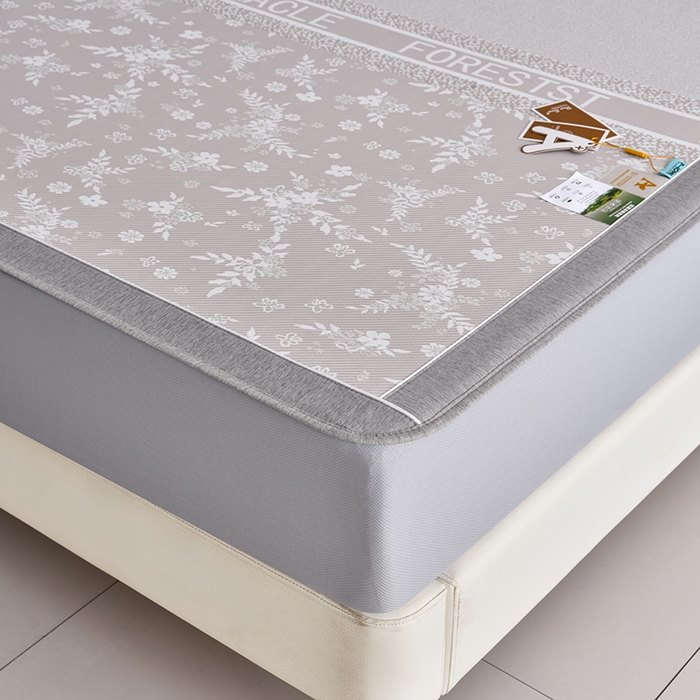 91家纺网 家纺一手货源 找家纺 小牛席业 2026新款半定位小提花小提花凉感冰丝席系列（床笠款）凉席藤席冰藤双面席冰丝席竹席凉席空调席草席三件 香槟