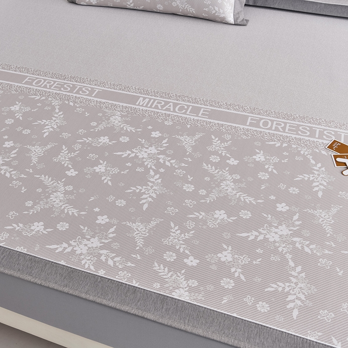 91家纺网 家纺一手货源 找家纺 小牛席业 2026新款半定位小提花小提花凉感冰丝席系列（床笠款）凉席藤席冰藤双面席冰丝席竹席凉席空调席草席三件 香槟