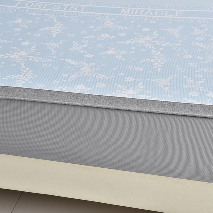 91家纺网 家纺一手货源 找家纺 小牛席业 2026新款半定位小提花小提花凉感冰丝席系列（床笠款）凉席藤席冰藤双面席冰丝席竹席凉席空调席草席三件 蓝色