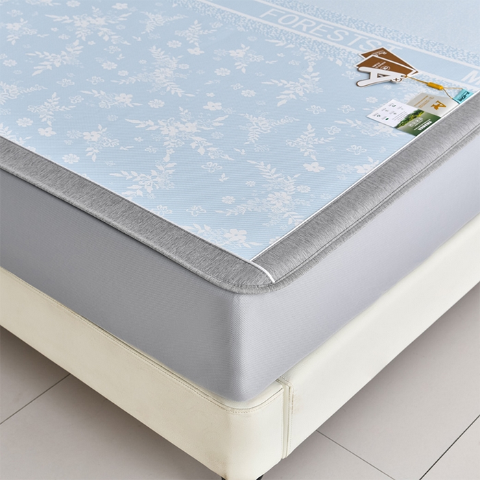 91家纺网 家纺一手货源 找家纺 小牛席业 2026新款半定位小提花小提花凉感冰丝席系列（床笠款）凉席藤席冰藤双面席冰丝席竹席凉席空调席草席三件 蓝色