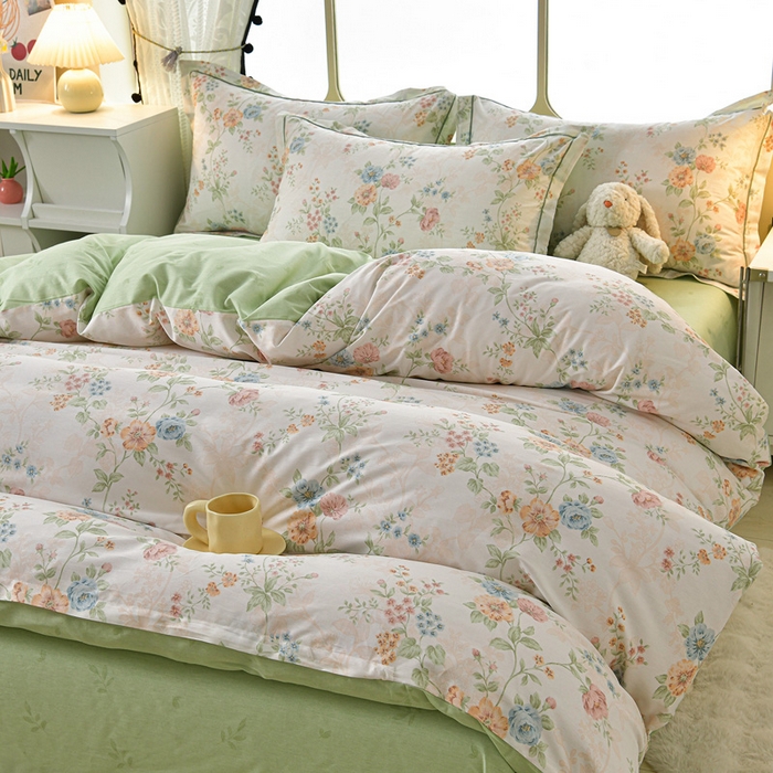 91家纺网 家纺一手货源 找家纺 绘萱家居 2026直播爆款一字绣吊边款纯棉100%全棉四件套印花百分百（喷气高品质） 旷野风眠