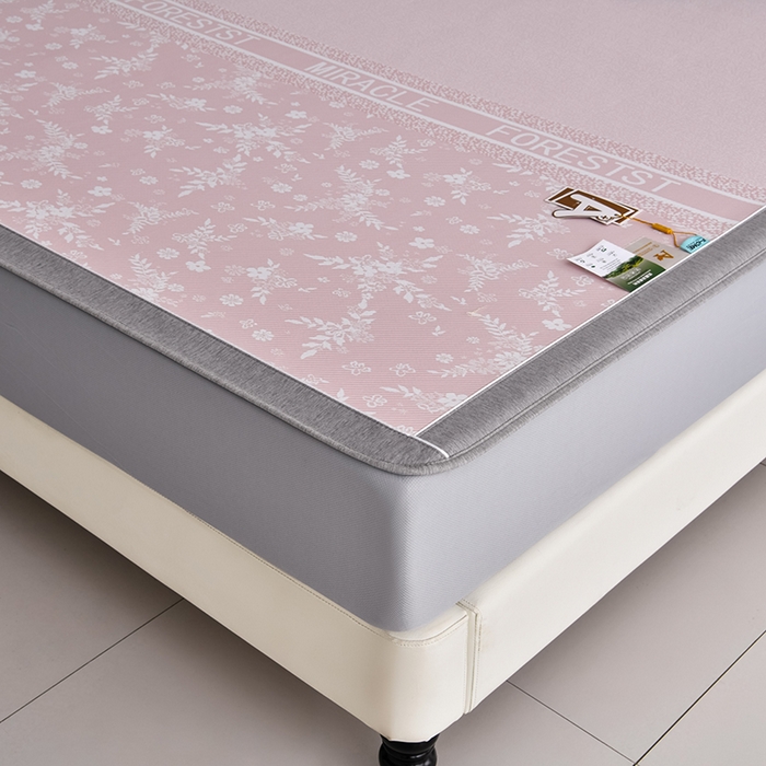 91家纺网 家纺一手货源 找家纺 小牛席业 2026新款半定位小提花小提花凉感冰丝席系列（床笠款）凉席藤席冰藤双面席冰丝席竹席凉席空调席草席三件 粉色