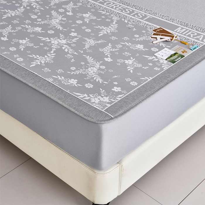 91家纺网 家纺一手货源 找家纺 小牛席业 2026新款半定位小提花小提花凉感冰丝席系列（床笠款）凉席藤席冰藤双面席冰丝席竹席凉席空调席草席三件 灰色