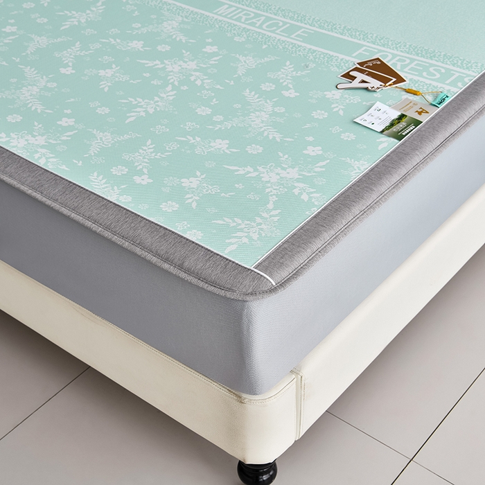 91家纺网 家纺一手货源 找家纺 小牛席业 2026新款半定位小提花小提花凉感冰丝席系列（床笠款）凉席藤席冰藤双面席冰丝席竹席凉席空调席草席三件 绿色