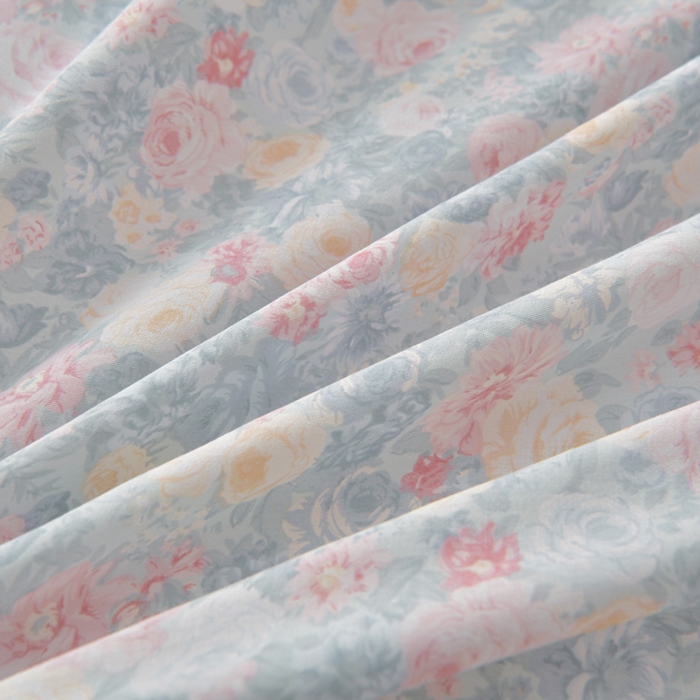 91家纺网 家纺一手货源 找家纺 绘萱家居 2026直播爆款一字绣吊边款纯棉100%全棉四件套印花百分百（喷气高品质） 岚花绪