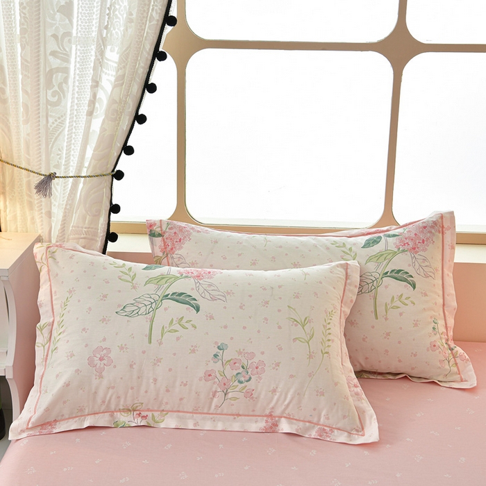 91家纺网 家纺一手货源 找家纺 绘萱家居 2026直播爆款一字绣吊边款纯棉100%全棉四件套印花百分百（喷气高品质） 浪漫花香