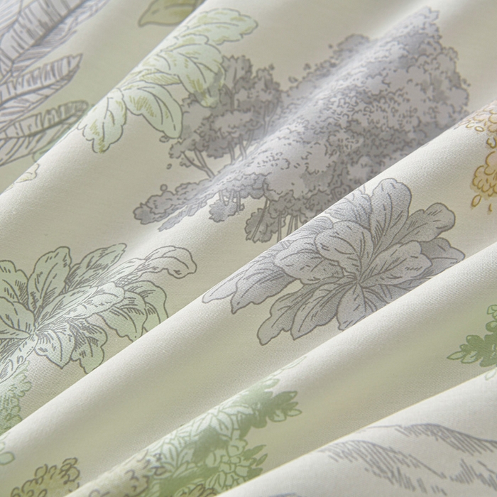 91家纺网 家纺一手货源 找家纺 绘萱家居 2026直播爆款一字绣吊边款纯棉100%全棉四件套印花百分百（喷气高品质） 绿叶森林