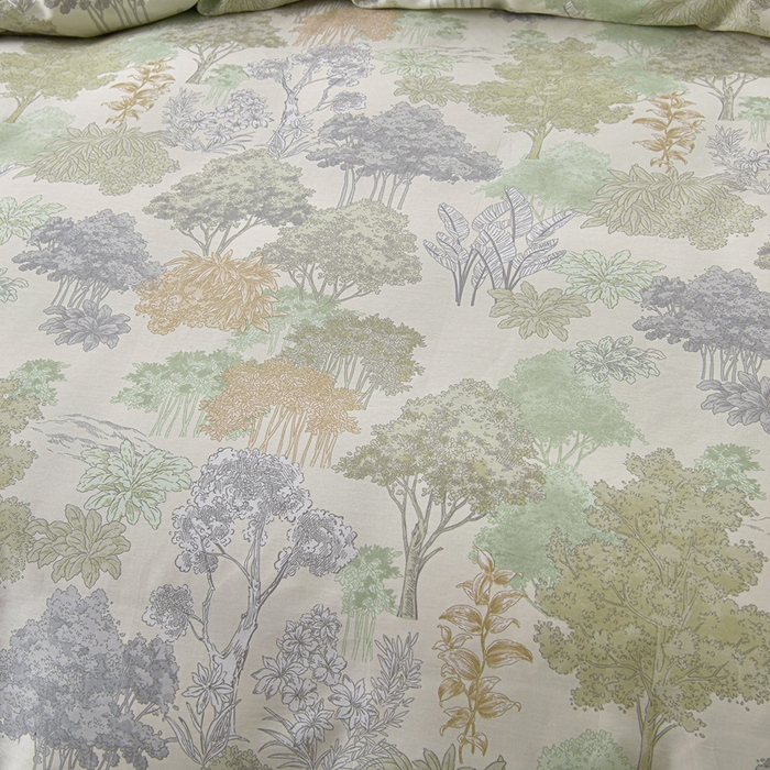 91家纺网 家纺一手货源 找家纺 绘萱家居 2026直播爆款一字绣吊边款纯棉100%全棉四件套印花百分百（喷气高品质） 绿叶森林