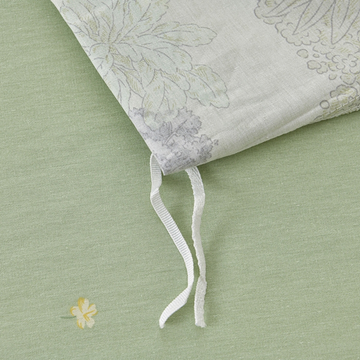 91家纺网 家纺一手货源 找家纺 绘萱家居 2026直播爆款一字绣吊边款纯棉100%全棉四件套印花百分百（喷气高品质） 绿叶森林