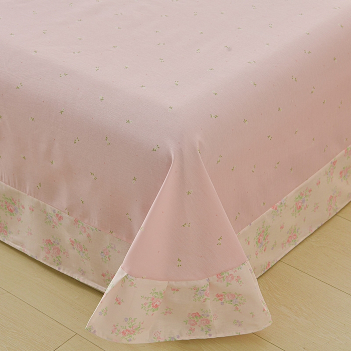 91家纺网 家纺一手货源 找家纺 绘萱家居 2026直播爆款一字绣吊边款纯棉100%全棉四件套印花百分百（喷气高品质） 觅觅花园-粉