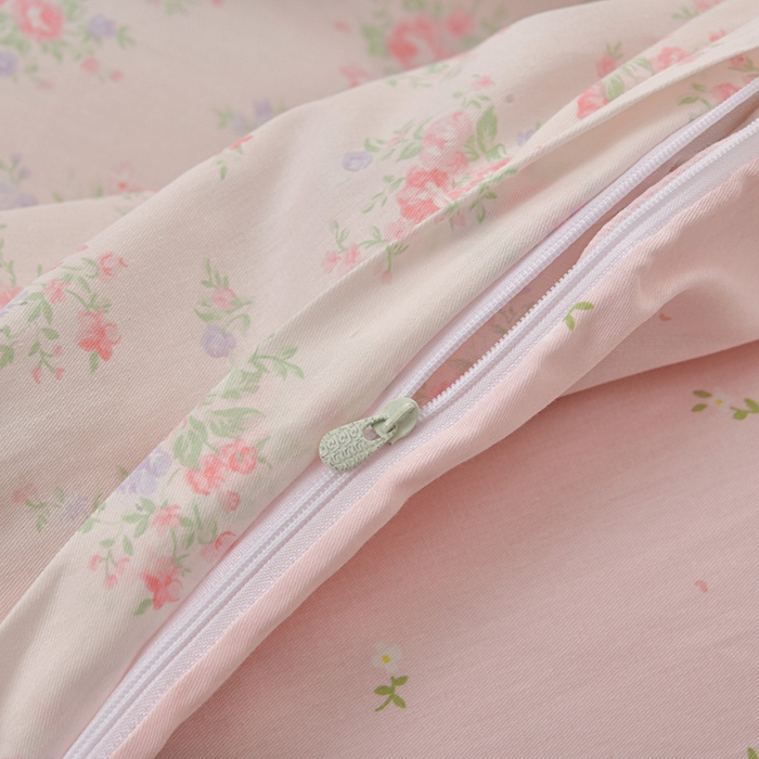 91家纺网 家纺一手货源 找家纺 绘萱家居 2026直播爆款一字绣吊边款纯棉100%全棉四件套印花百分百（喷气高品质） 觅觅花园-粉