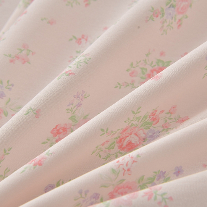 91家纺网 家纺一手货源 找家纺 绘萱家居 2026直播爆款一字绣吊边款纯棉100%全棉四件套印花百分百（喷气高品质） 觅觅花园-粉